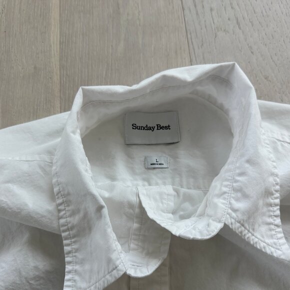 Sunday Best White Cotton Button Down Shirt Size Large - Picture 3 of 6